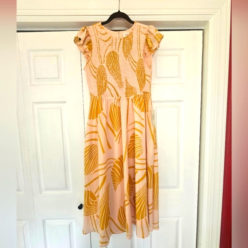 bohme Pink and Mustard Maxi Dress